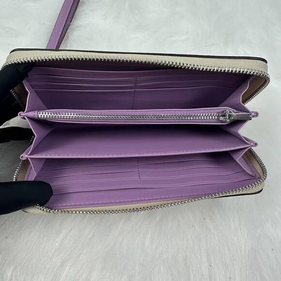 COACH Long Zip Around Wallet With Floral Print Canvas Ivory/Purple Multi… - Picture 3 of 4